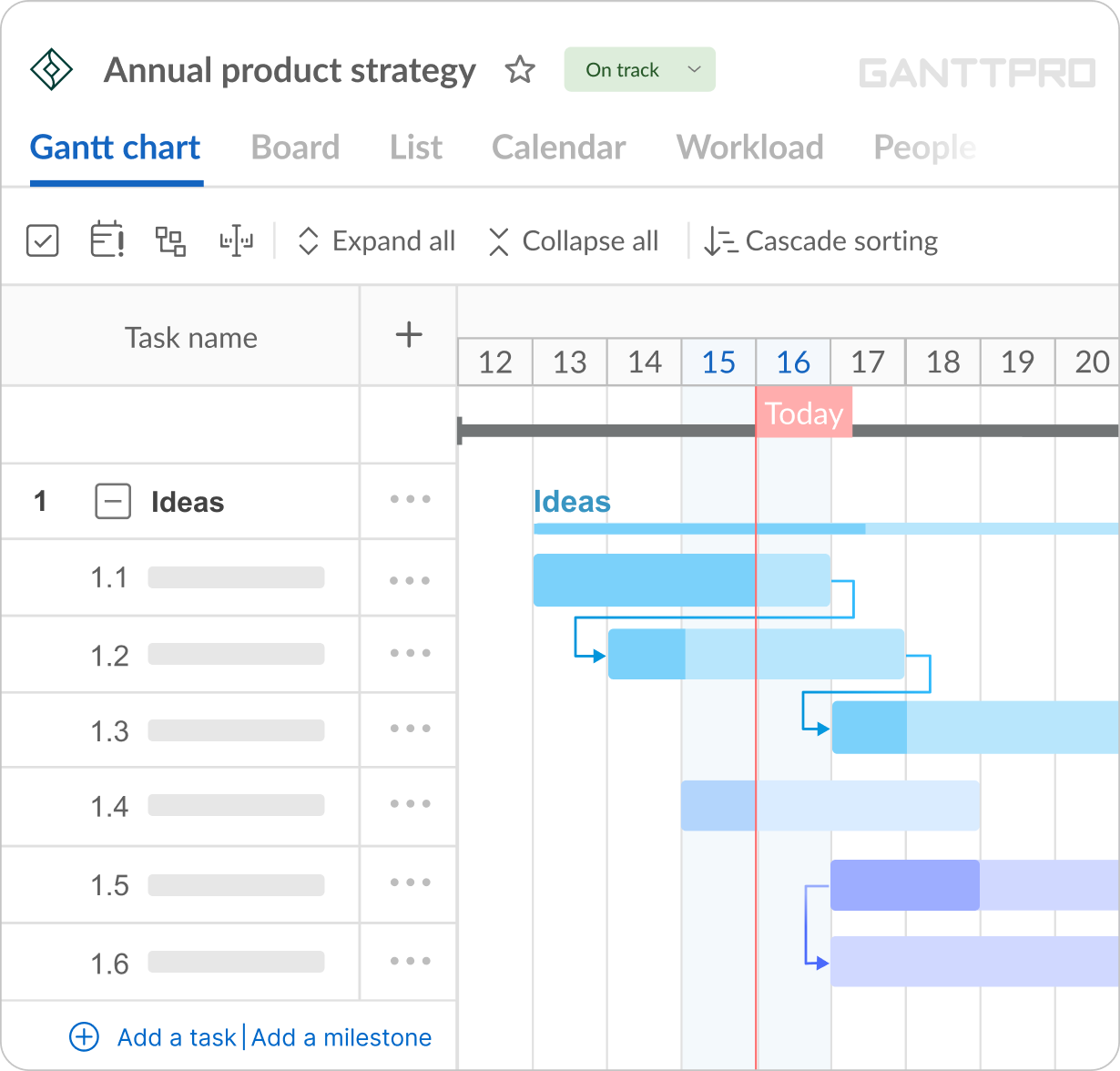 GanttPROs nettbaserte Gantt-diagramgenerator AI