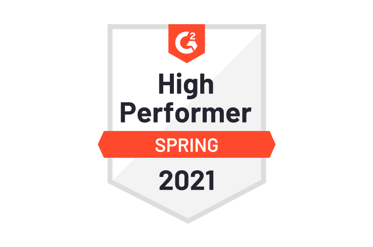 <span class="accent_text">High Performer of Spring 2021</span> by G2.