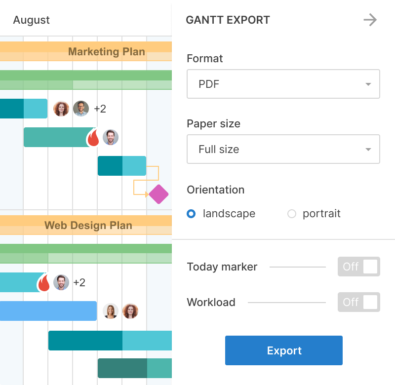 How to export a project from GanttPRO