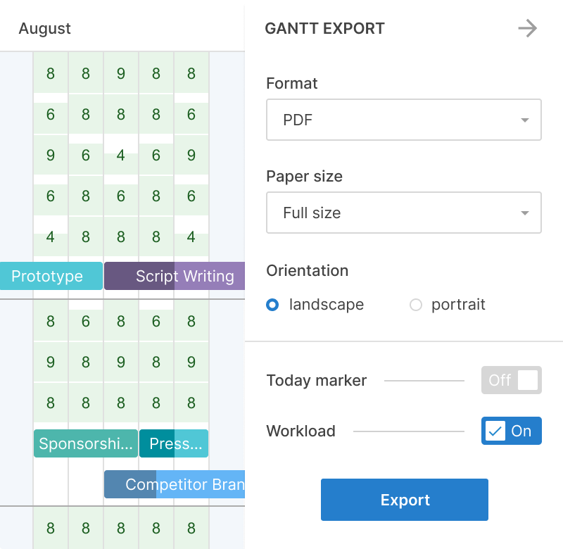 How to export a project from GanttPRO