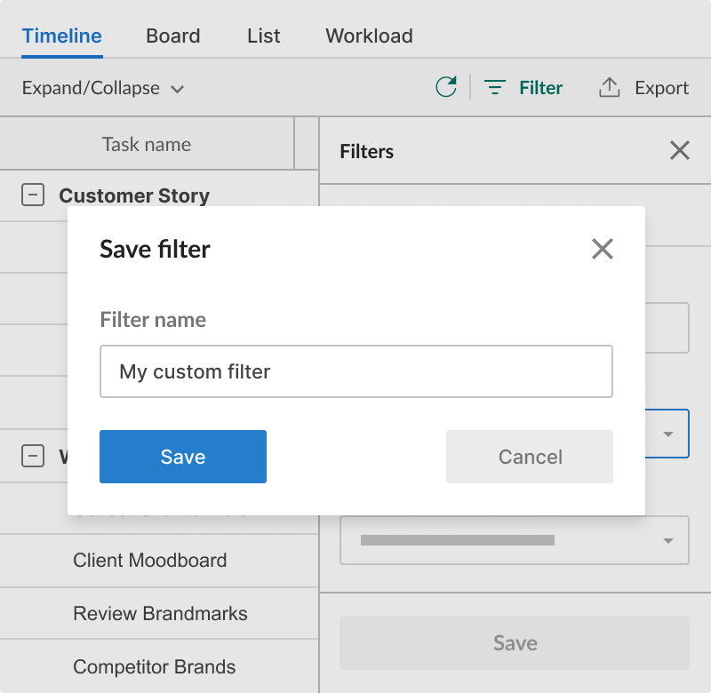 How to filter tasks in projects