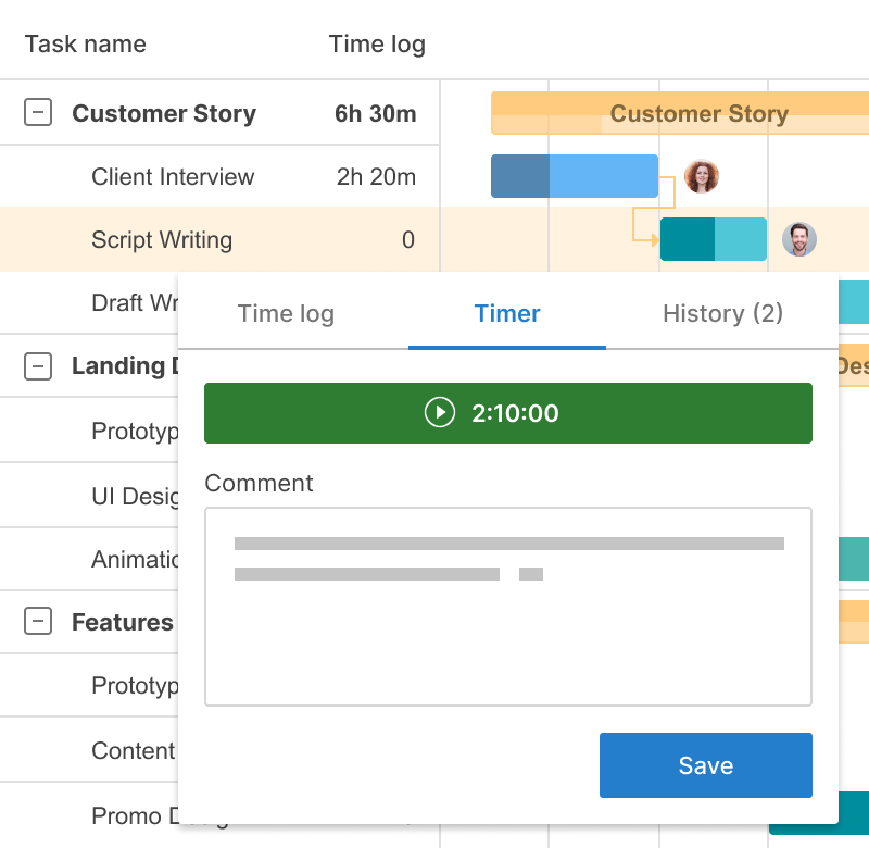 How to create a project time log report