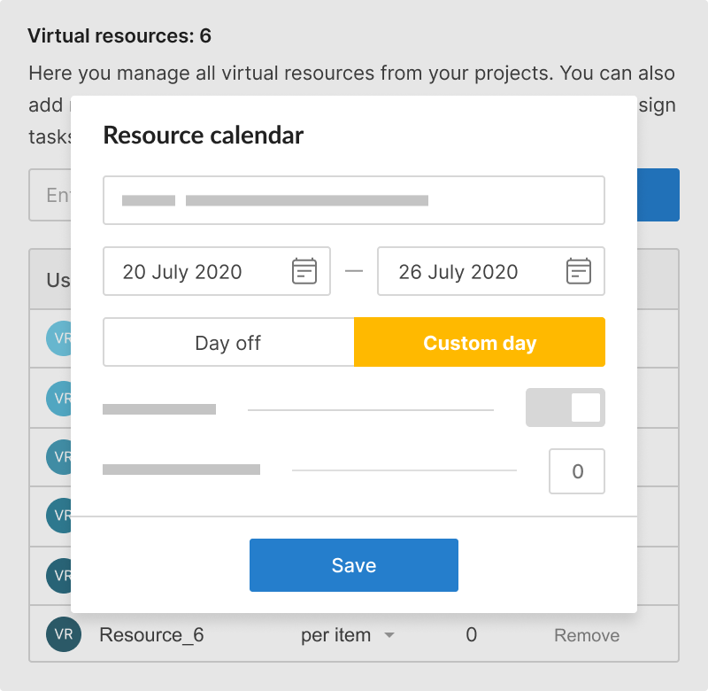 How to manage virtual resources in projects