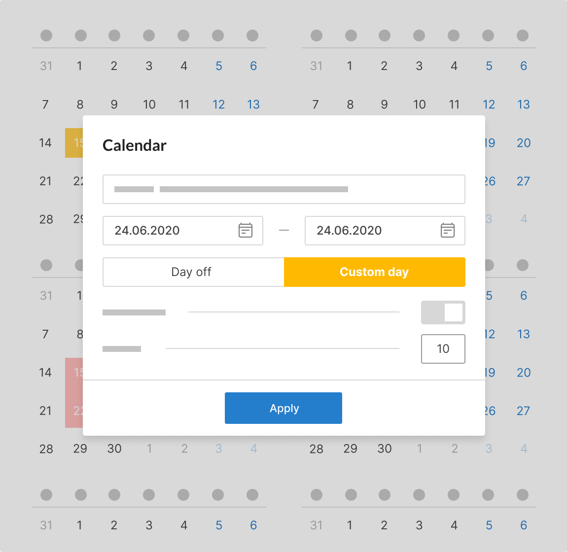 Custom working days