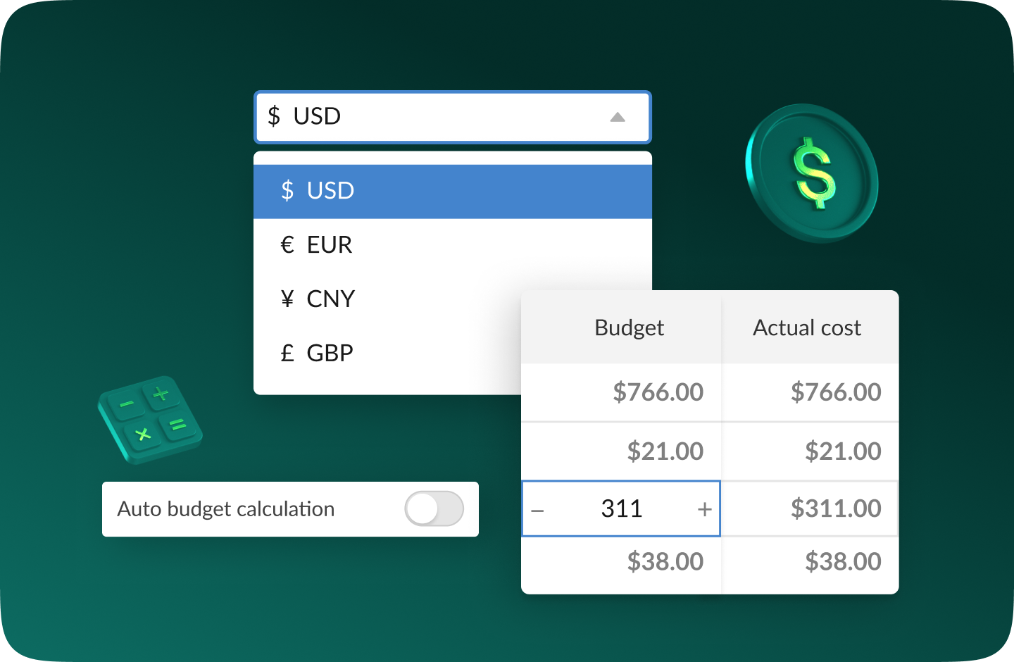Введення бюджету вручну та валюта