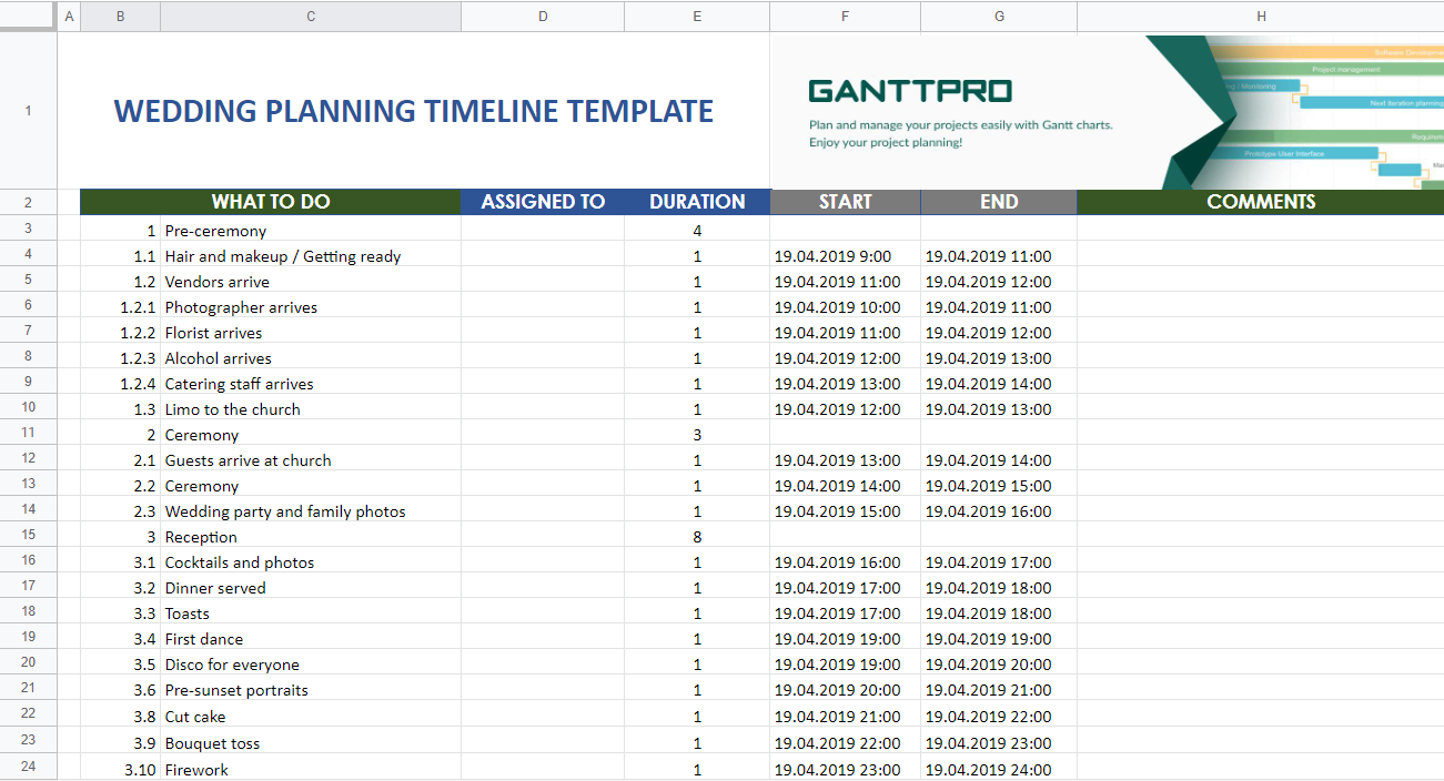 Wedding Planning Timeline Template Excel