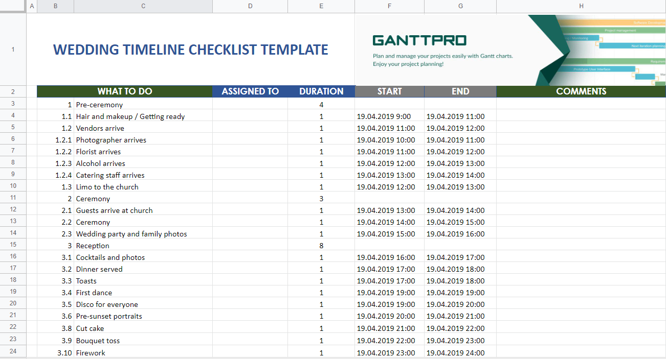 Wedding Timeline Checklist Template Excel Template Free Download