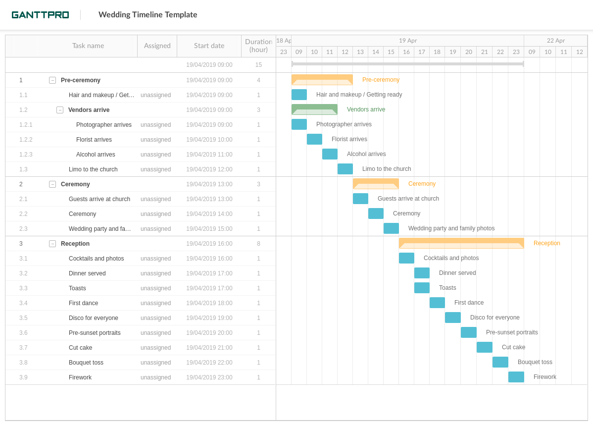 Wedding Timeline Template | Excel Template | Free Download